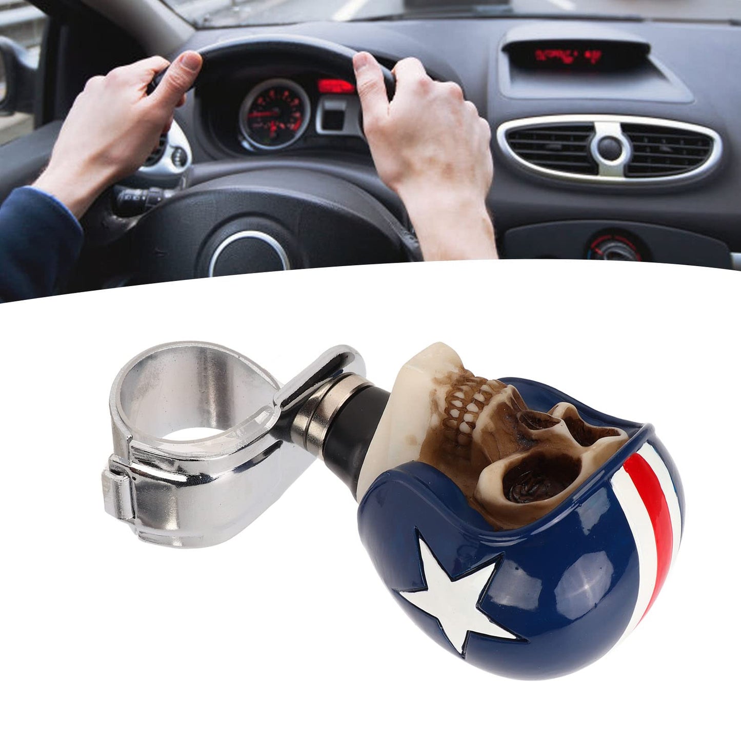 Rueda Giratoria para Volante de Calavera, Perilla Giratoria para Volante de 3 Cm, Rueda Giratoria con Forma de Calavera para Coches, Camiones, Tractores y Barcos (Rojo)