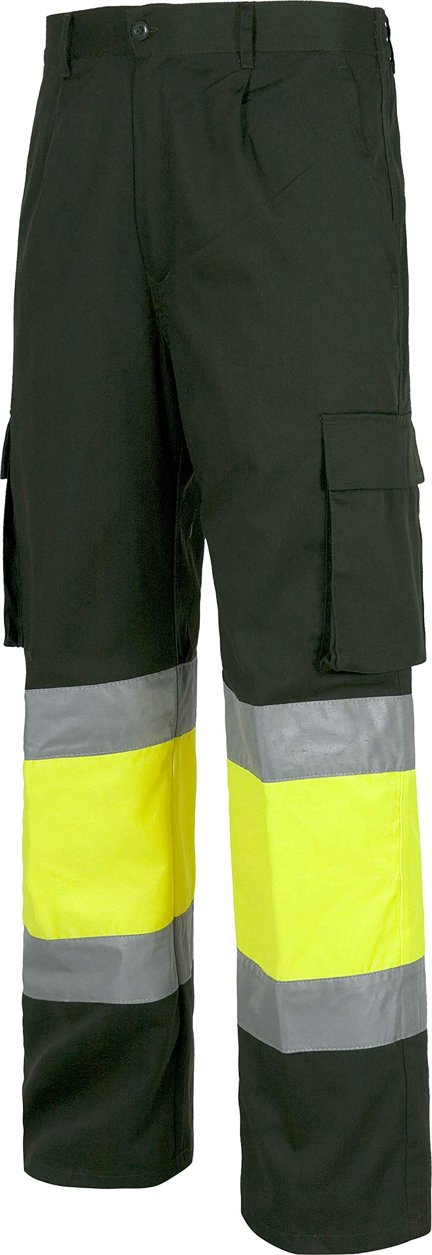 Teamwork WorkTeam Pantalón con 2 Cintas de Alta Visibilidad y Reflectante, Refuerzos y Multibolsillos. EN471. Unisex