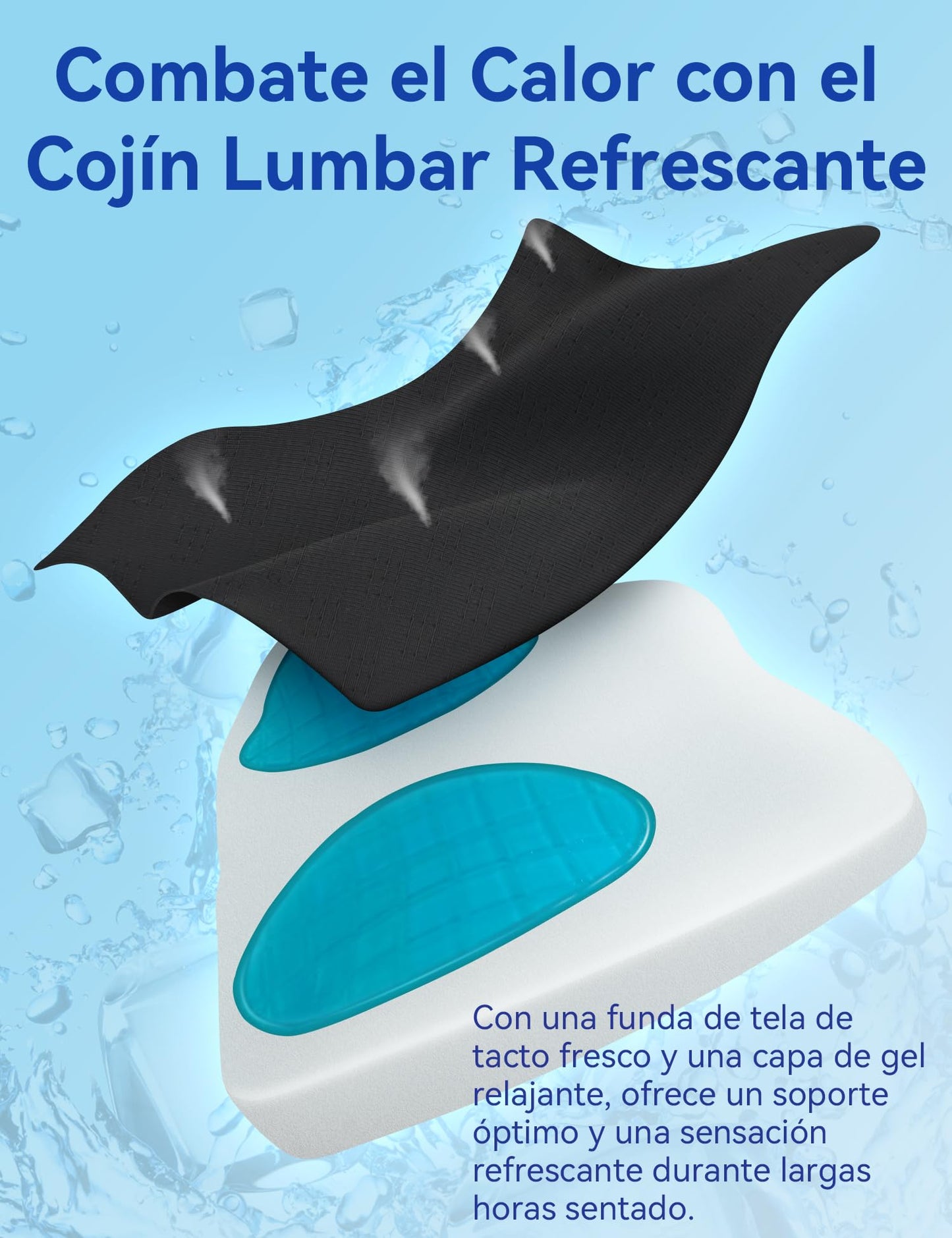 Travel Ease Cojín de Soporte Lumbar Ergonómico, Respaldo de Espuma Viscoelástica para Asiento de Automóvil, Silla de Oficina, Respaldo con Cubierta Antiestática y Correas Ajustables Dobles, Negro