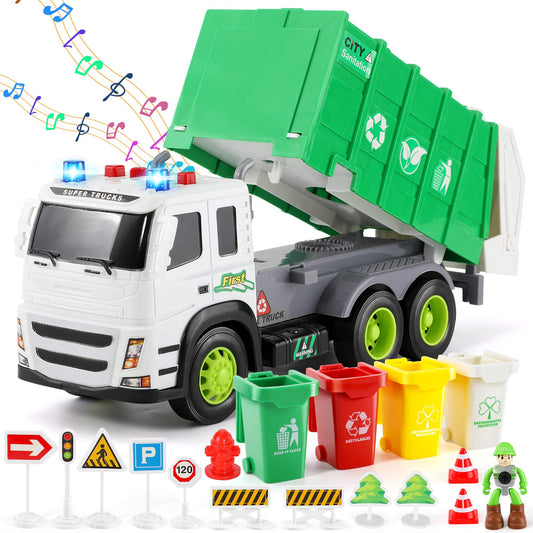 Anby families Camion Basura de Juguete con Luces y Sonidos,Juguete Niño 4 Años,Vehiculos Camión Juguete Regalo para Niños Niña…