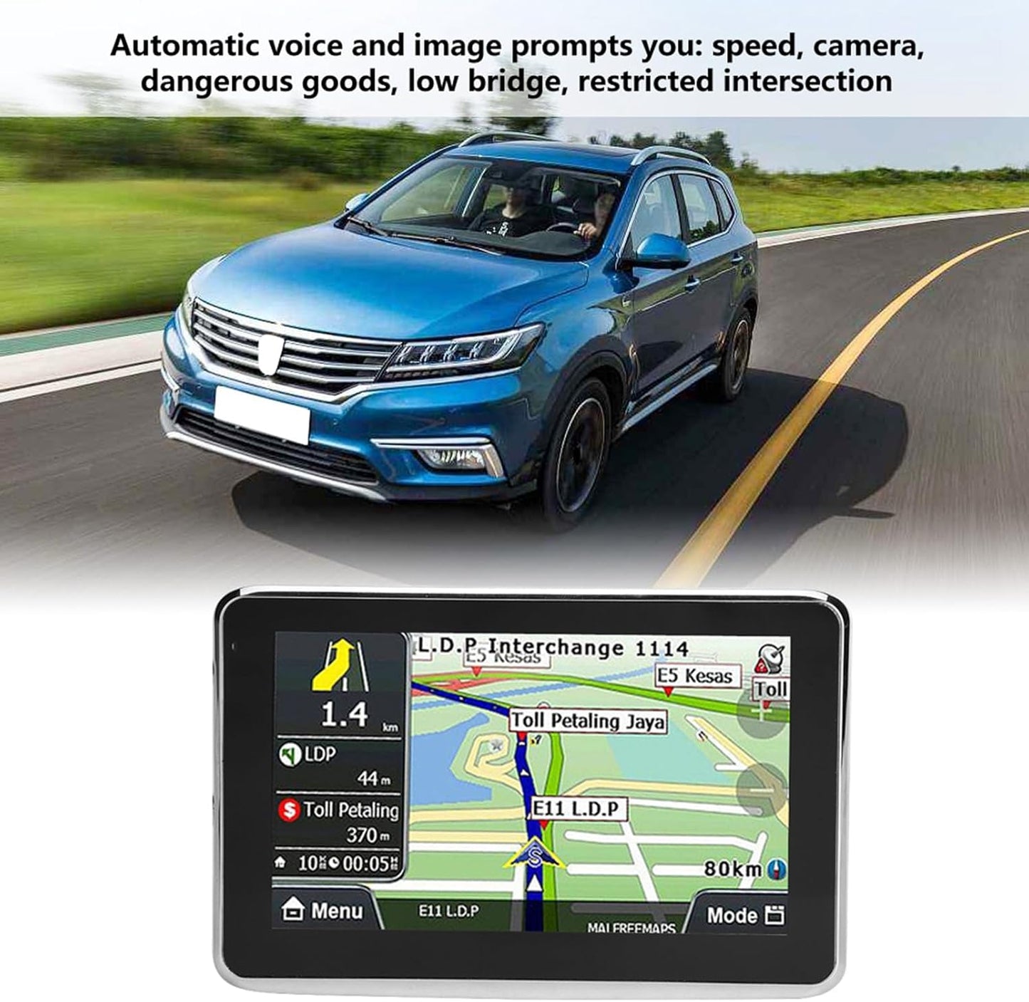 Yctze Car GPS Navigator, (Universal) Pantalla táctil de 5 pulgadas Car Navigator GPS Navigation 256MB 8GB MP3 FM (Negro)