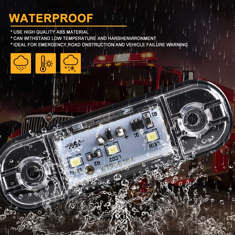 yifengshun 4 uds luz indicadora de marcador lateral LED luces de posición laterales traseras delanteras 12 V para camión Camper Van Camión RV luces de marcador（Ámbar）