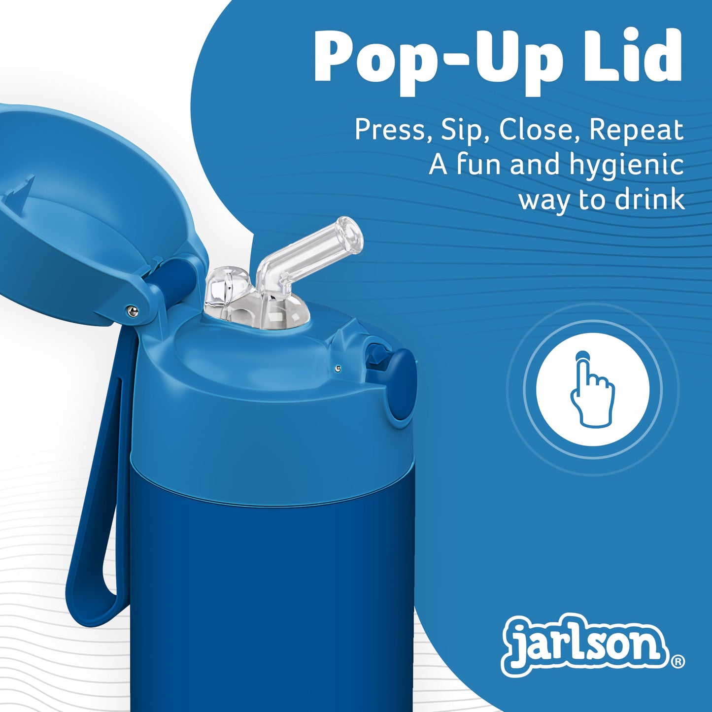 Jarlson®, Botella térmica de acero inoxidable, para niños, libre de BPA, botella para bebidas con pajilla, termo de 500 ml (Camión de bomberos rojo, 500 ml)