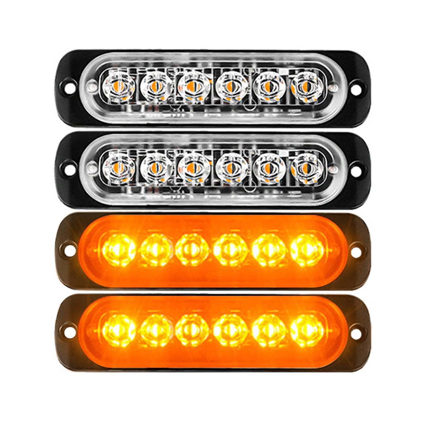 DEFVNSY - Paquete de 4-6 LED Marcador lateral blanco ámbar 12V-24V DC Marcador lateral de camión de coche Luz indicadora Barra de luz Luz de separación Luces estroboscópicas para remolque