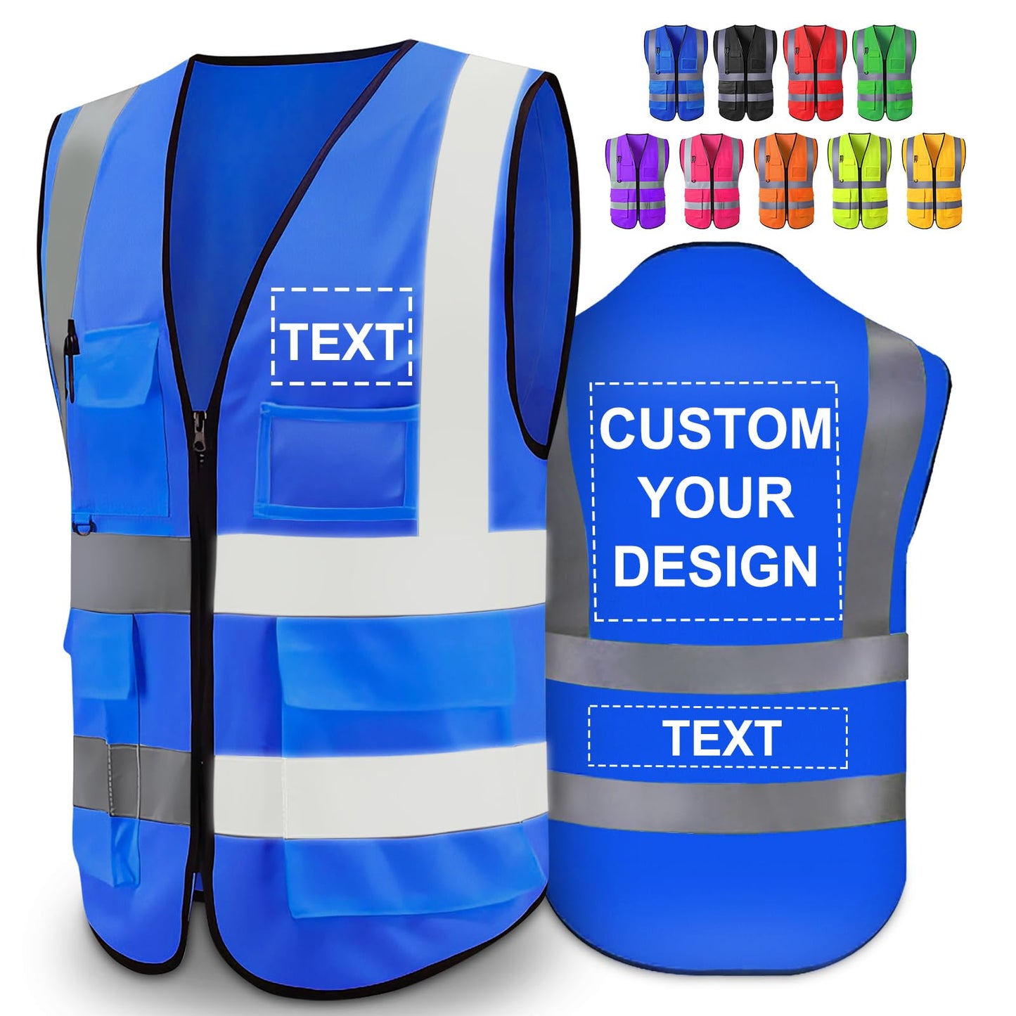 Greaxid Chaleco de seguridad para hombres de alta visibilidad reflectante ropa de trabajo con 5 bolsillos para la construcción al aire libre, S ~ 5XL