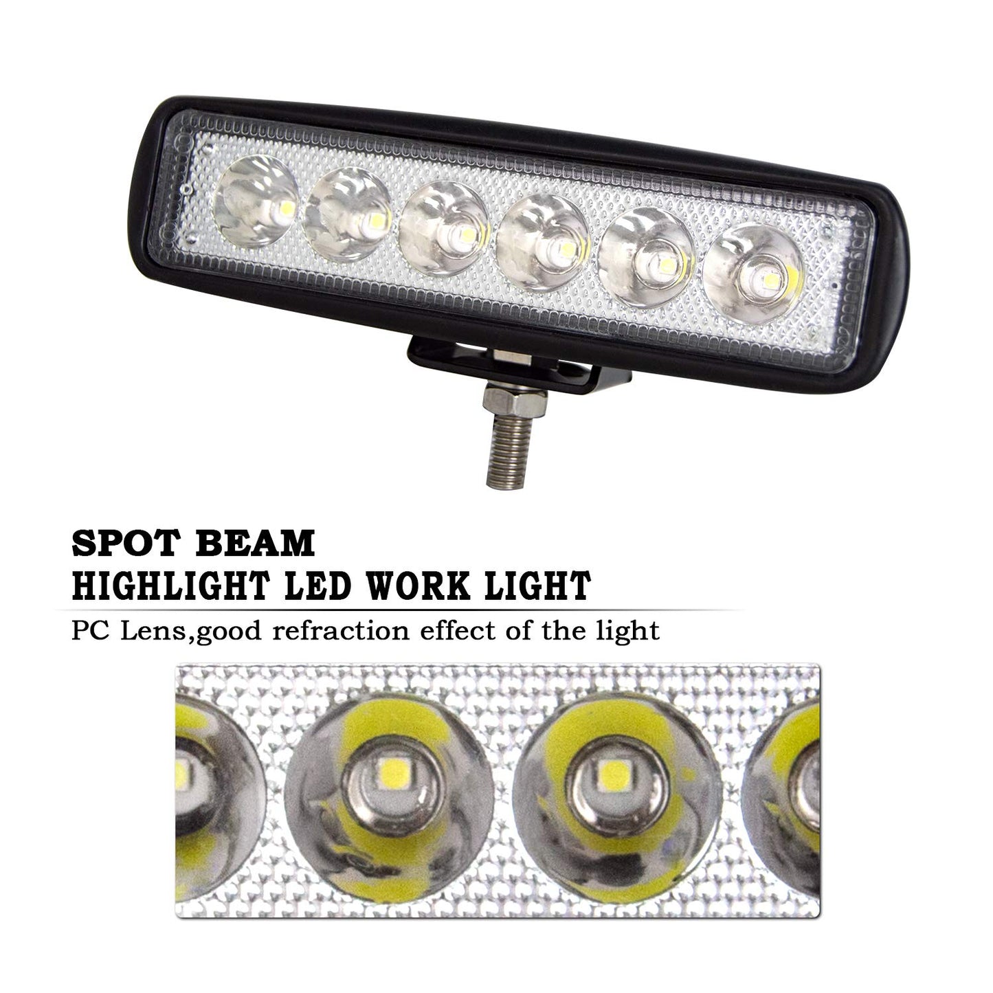 PICAA Mini Foco de trabajo 2PCS 6 pulgadas 18W LED Spot Tractores 12V-24V 6000K P68 - Impermeable Luz de Niebla Coche,SUV, UTV, ATV, Off-road,Camión,Moto,Barco