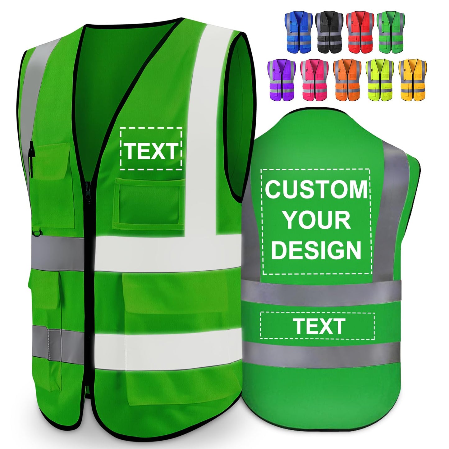 Greaxid Chaleco de seguridad para hombres de alta visibilidad reflectante ropa de trabajo con 5 bolsillos para la construcción al aire libre, S ~ 5XL