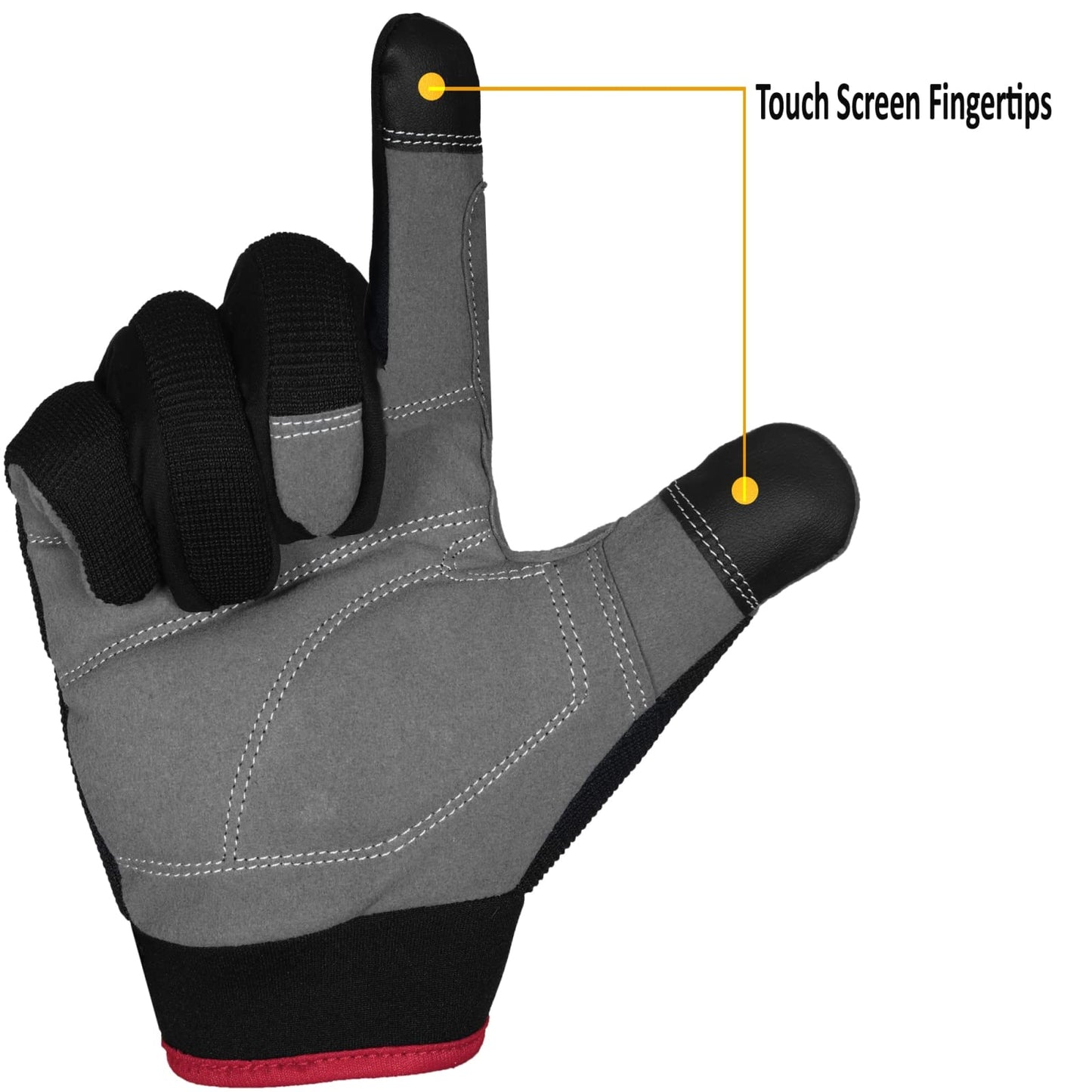 Guantes de Trabajo para Hombre, para Pantalla táctil Transpirables de Elastano Acolchados Nudillos Mecánico palma Seguridad Constructor Destreza Construcción, Jardinería, Camping Guantes (L, Rojo)