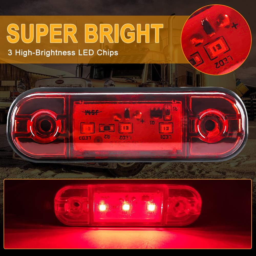 yifengshun 4 uds luz indicadora de marcador lateral LED luces de posición laterales traseras delanteras 12 V para camión Camper Van Camión RV luces de marcador（Ámbar）
