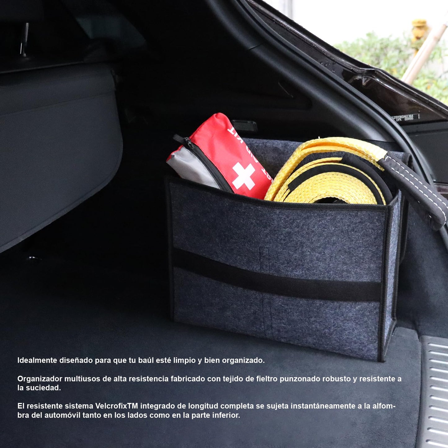 Enerfero Organizador de Maletero Plegable de PU – Caja de Almacenamiento Multiuso para Coche, SUV y Camión – Gran Capacidad (PU)