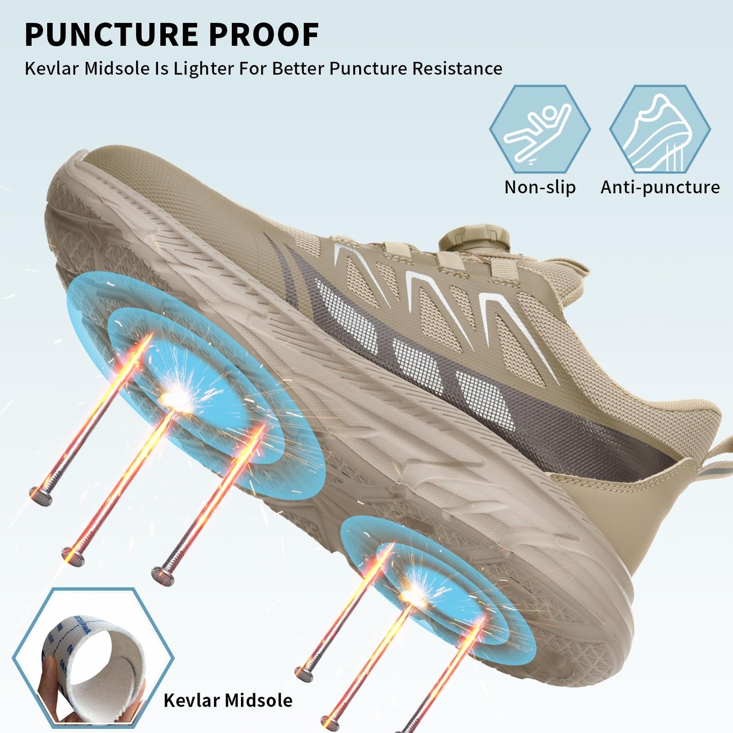 BAXIWUY Zapato Seguridad Hombre Mujer Calzado de Trabajo Ligeros Comodo Zapatillas de Seguridad con Punteras de Acero Transpirable Antideslizante Zapatillas Trabajo