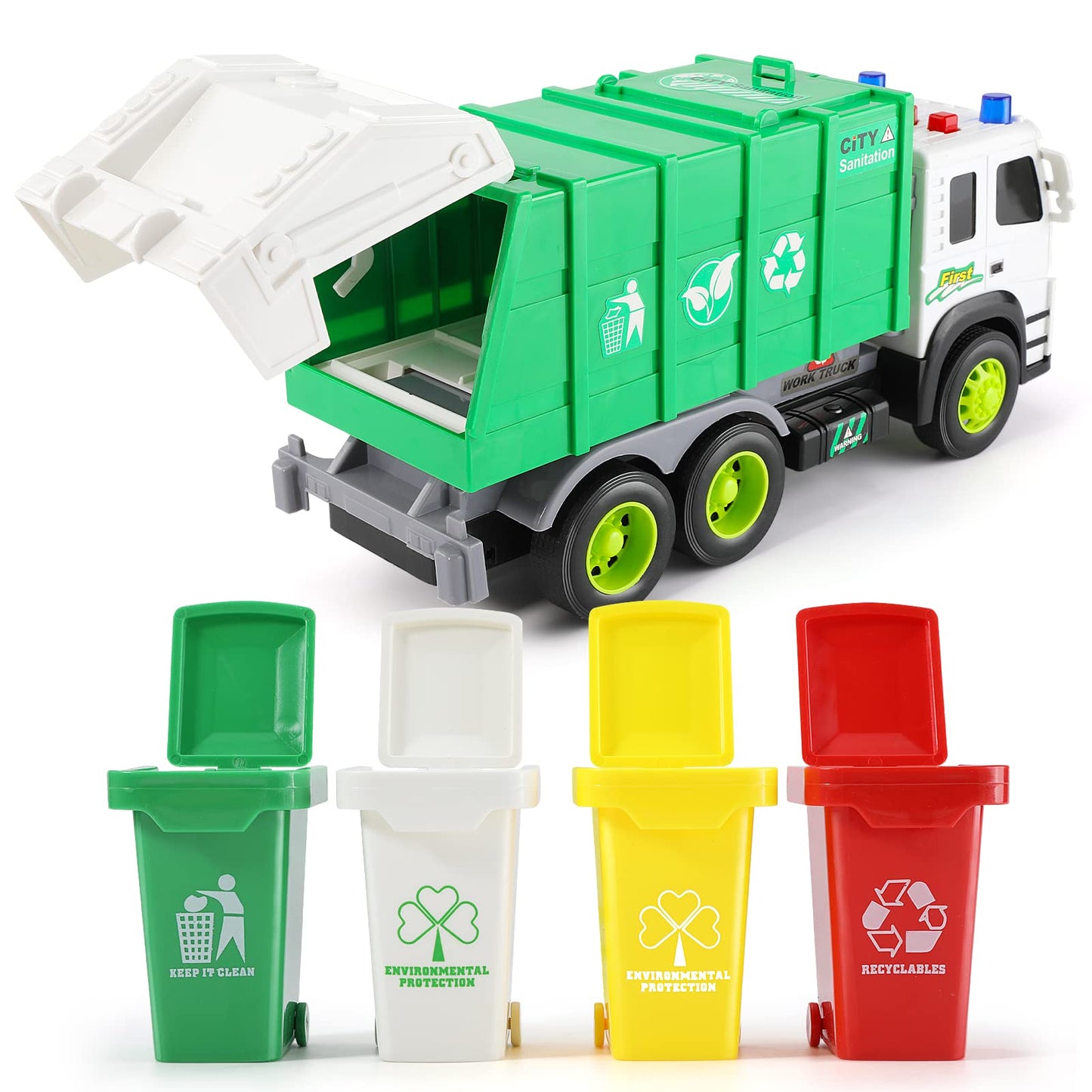 Anby families Camion Basura de Juguete con Luces y Sonidos,Juguete Niño 4 Años,Vehiculos Camión Juguete Regalo para Niños Niña…