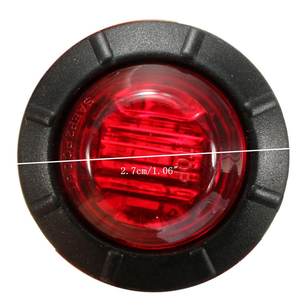 Ricoy - Luz LED redonda de 3/4 pulgadas para marcador delantero y trasero, impermeable, 12 V, para coche o camión (10 Blanco + 10 Amarillo +10 rojo)