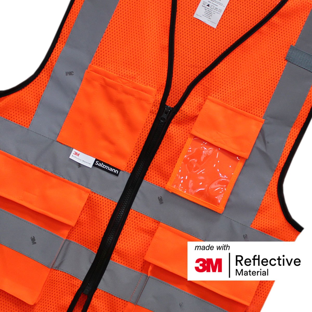 Salzmann Chaleco de Seguridad - Chaleco de Trabajo Multibolsillos - Hecho con cinta reflectante 3M
