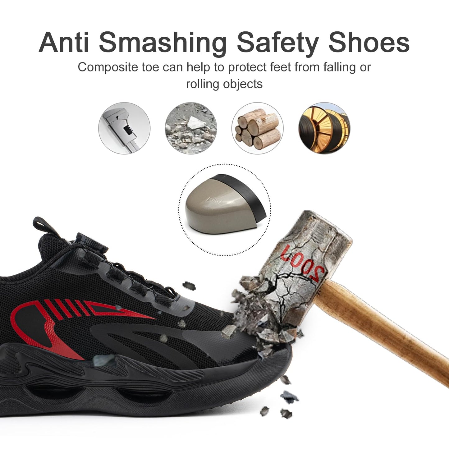 Loiston Zapatos de Seguridad para Hombre Zapatillas de Seguridad Calzado de Seguridad Mujer Puntera de Acero Zapatos de Trabajo Ligeras Deportivas para Hombre