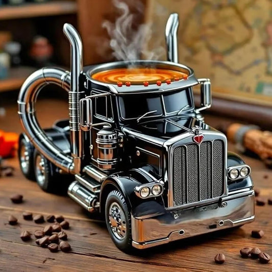 Taza de café hecha a mano con diseño de camión creativo, tazas de té de camionero, regalo de cumpleaños y vacaciones para hombres amantes del café, papá, marido, novio