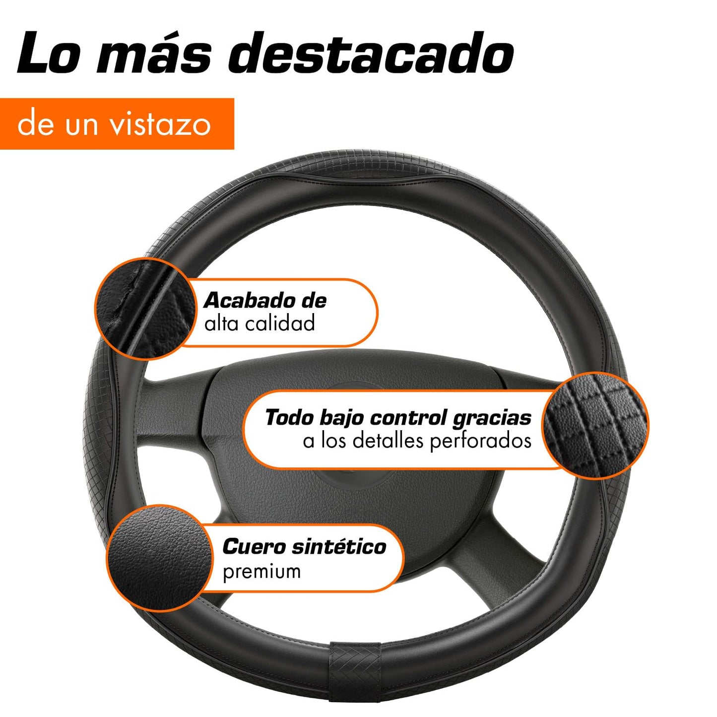 Upgrade4cars Funda Volante Coche Azul Negro Universal Poli-Piel | Cubre 37-38 cm Diámetro Exterior | Accesorios Coches Interior Decoracion Cubierta | Ideas Regalos