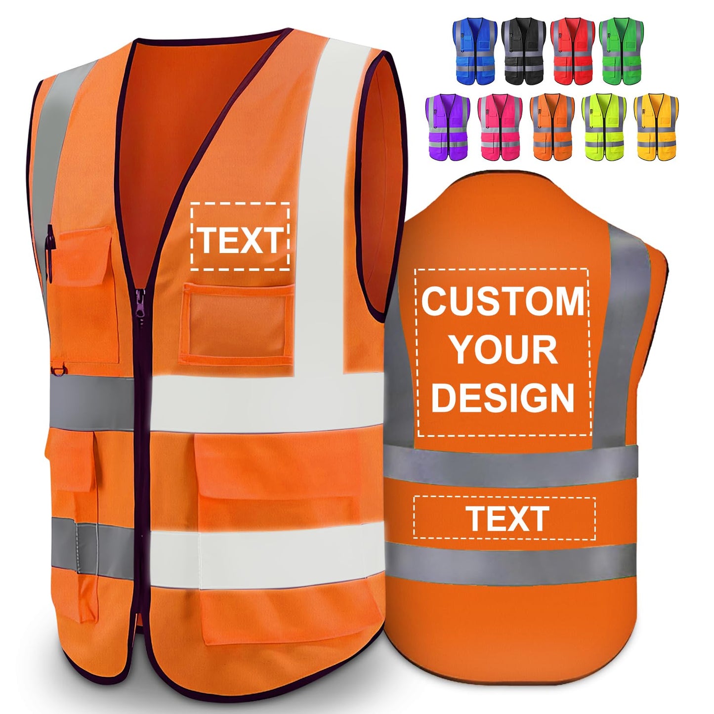 Greaxid Chaleco de seguridad para hombres de alta visibilidad reflectante ropa de trabajo con 5 bolsillos para la construcción al aire libre, S ~ 5XL