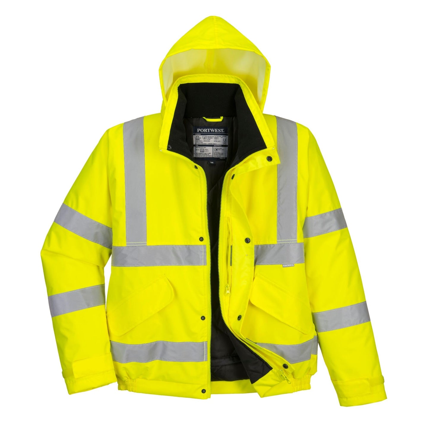 Portwest - Chaqueta de aviador con bandas reflectantes, color amarillo