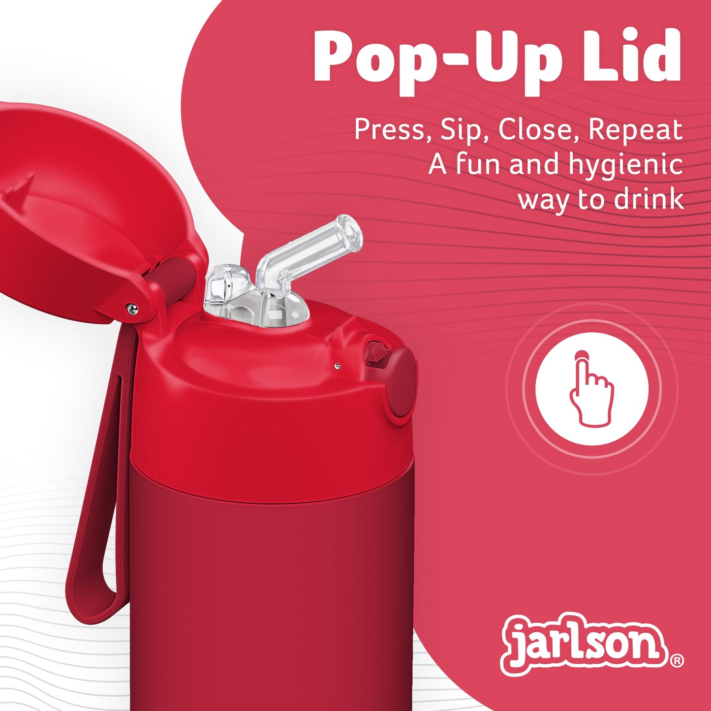 Jarlson®, Botella térmica de acero inoxidable, para niños, libre de BPA, botella para bebidas con pajilla, termo de 500 ml (Camión de bomberos rojo, 500 ml)
