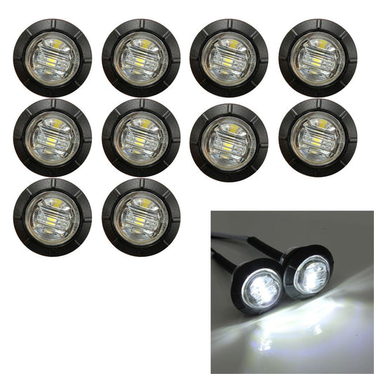 Ricoy - Luz LED redonda de 3/4 pulgadas para marcador delantero y trasero, impermeable, 12 V, para coche o camión (10 Blanco + 10 Amarillo +10 rojo)