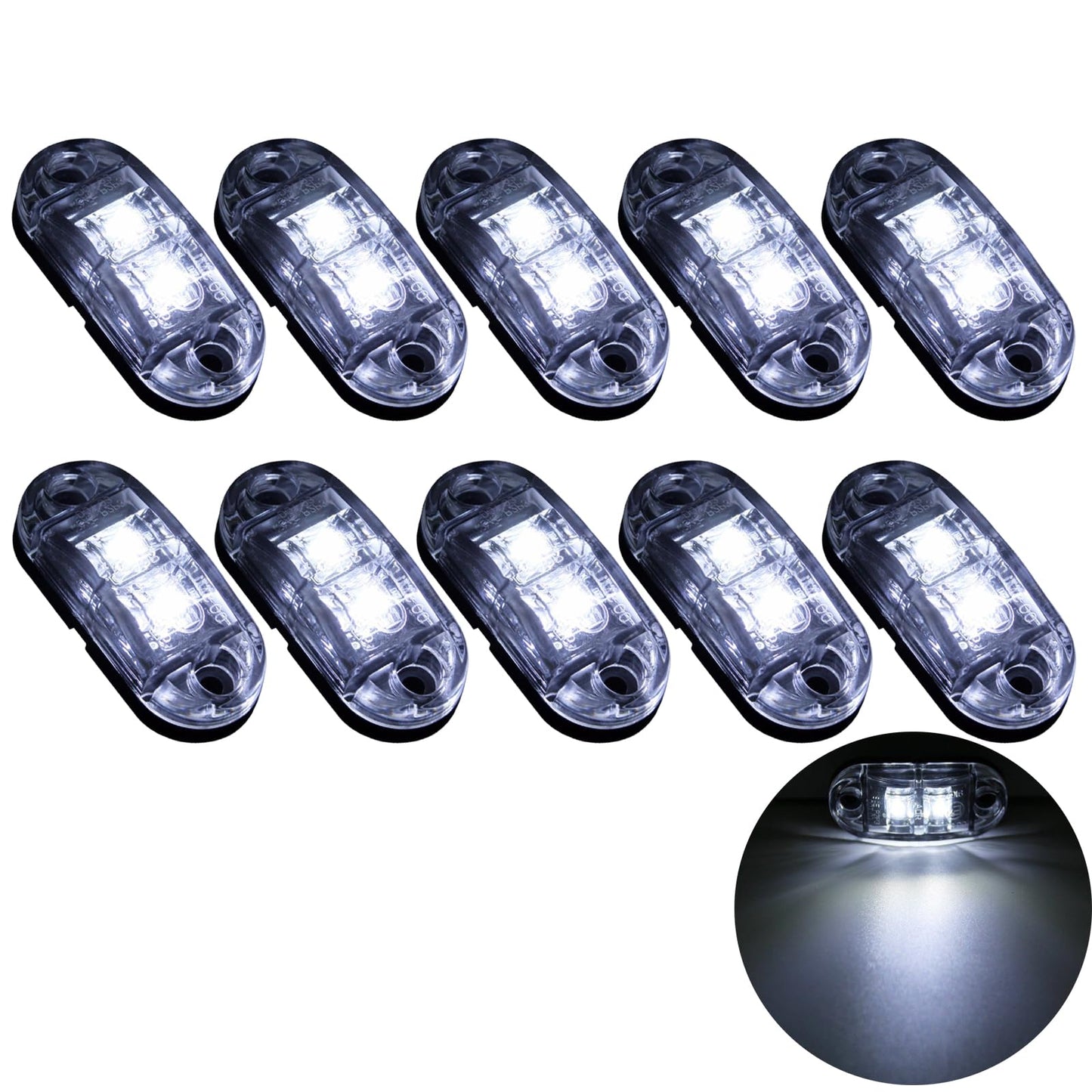 Krtopo 30X 2 Luces LED de Marcador Lateral 12 / 24V Trailer luz Lateral de Advertencia Luz Amarilla/Blanco/Rosa para Camión RV Caravan (Rosa+Amarilla+Blanco)