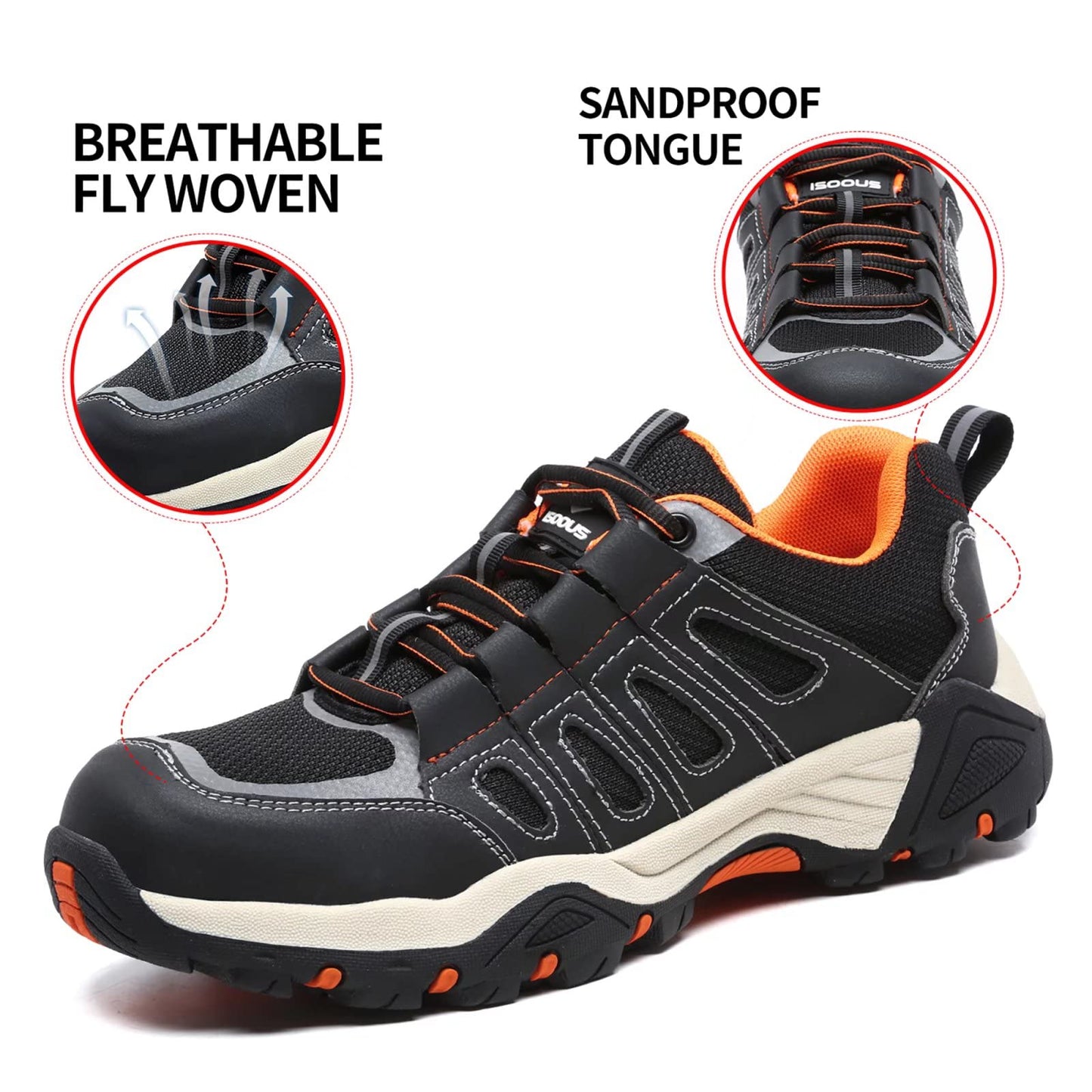 ISOOUS Zapatos de Seguridad Hombre Mujer Calzado de Trabajo Comodo Ligeros con Punta de Acero Transpirable Anti-pinchazos