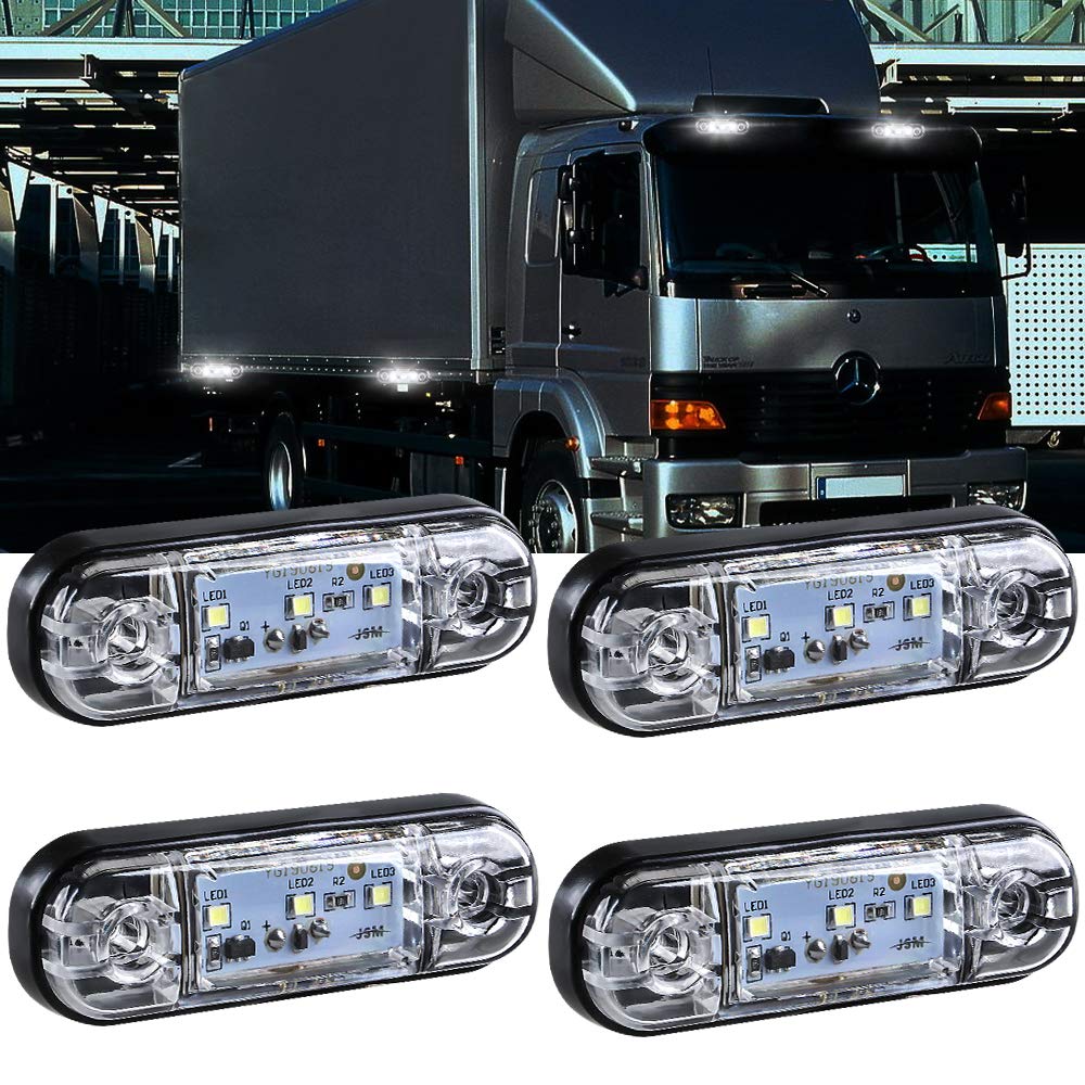 yifengshun 4 uds luz indicadora de marcador lateral LED luces de posición laterales traseras delanteras 12 V para camión Camper Van Camión RV luces de marcador（Ámbar）