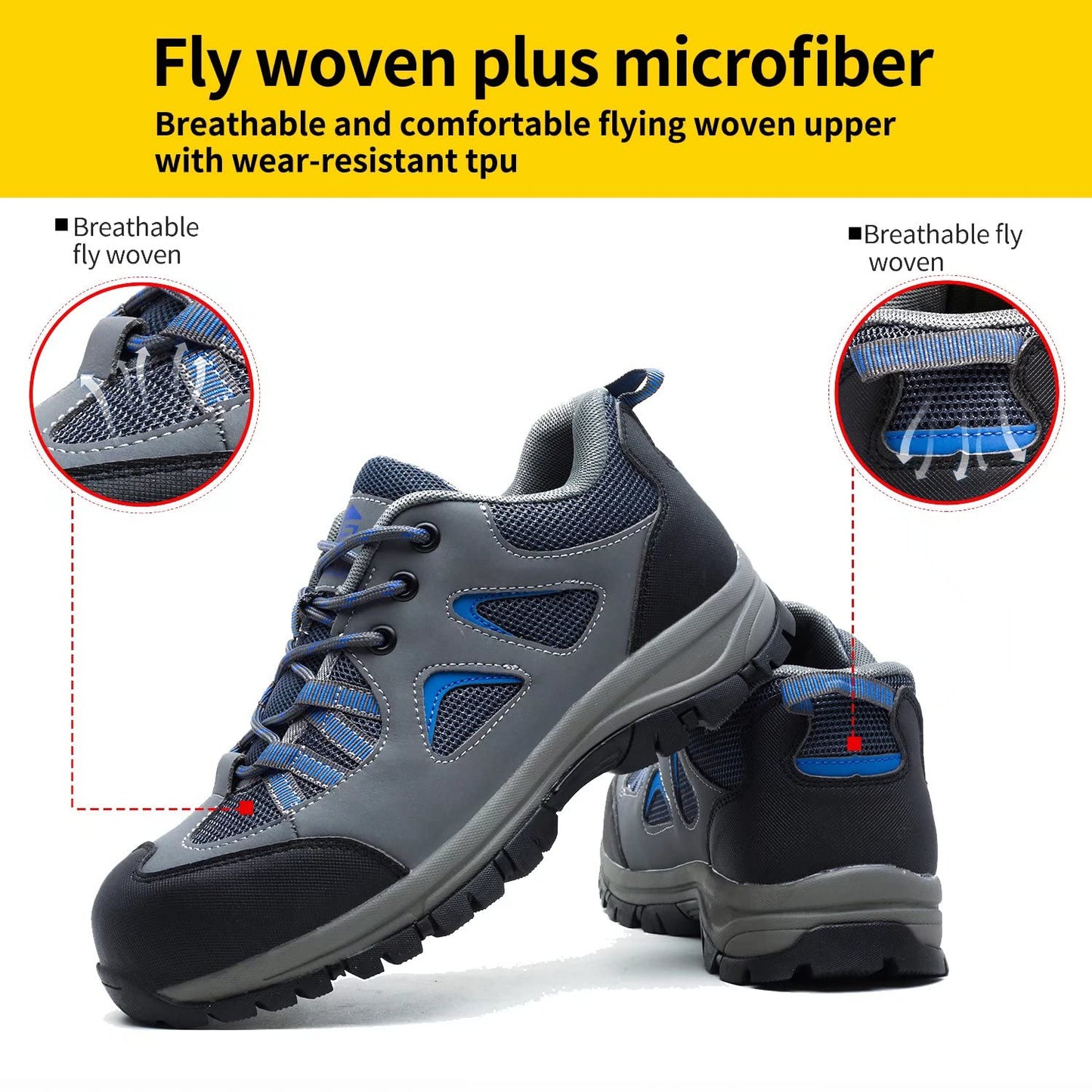 ISOOUS Zapatos de Seguridad Hombre Mujer Ligero Zapatos de Trabajo Punta de Acero Transpirable Calzado de Seguridad