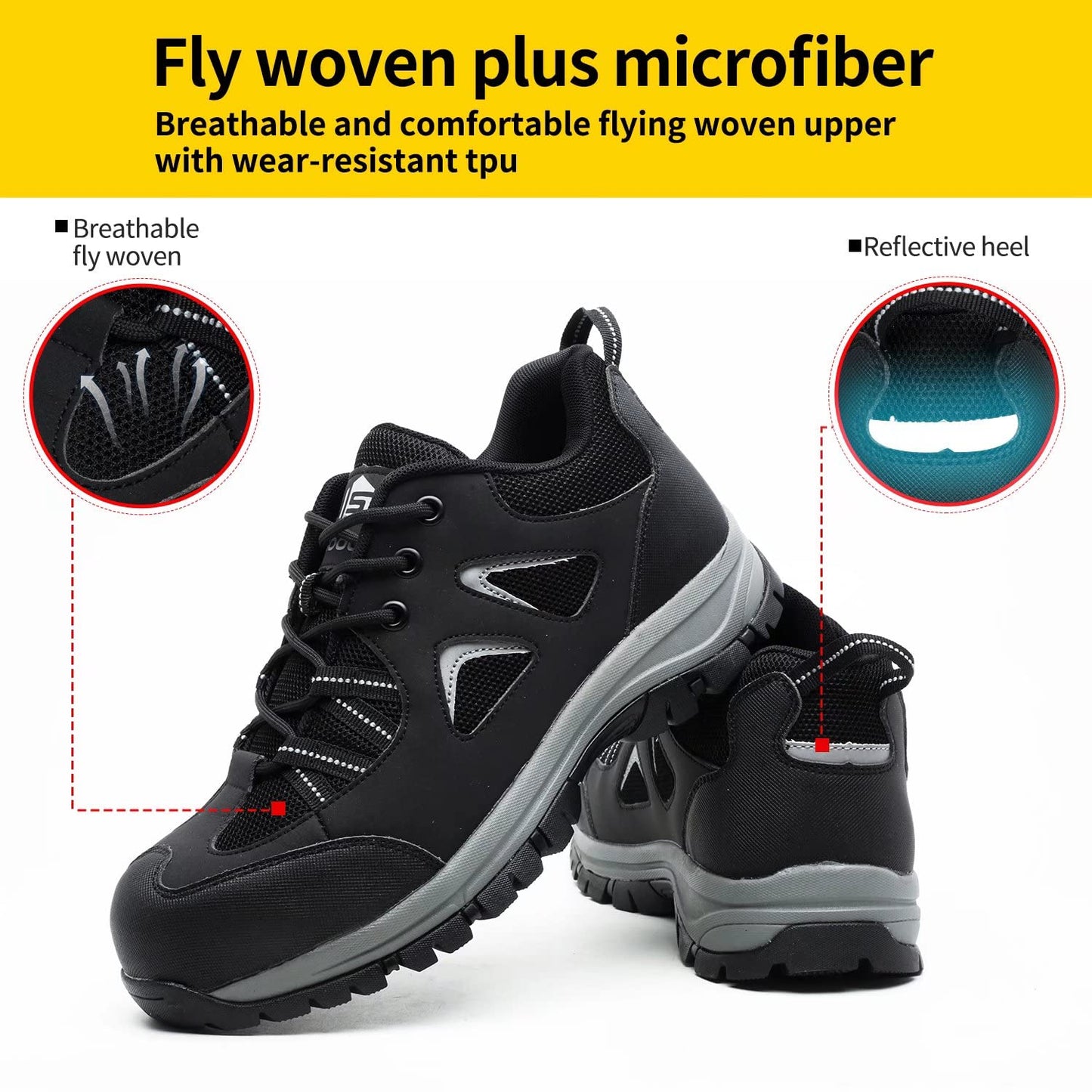 ISOOUS Zapatos de Seguridad Hombre Mujer Ligero Zapatos de Trabajo Punta de Acero Transpirable Calzado de Seguridad