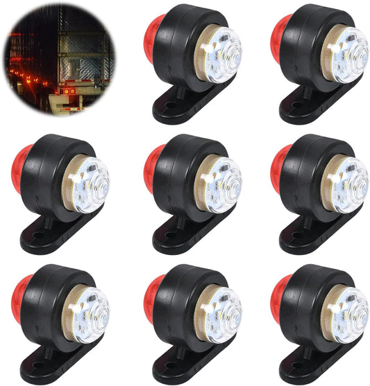 WIYETY Luces LED de gálibo de 12/24 V: 8 miniluces laterales de marcador, marcador de posición, impermeables para remolques, camiones, coches, caravanas, autocaravanas, color blanco, rojo