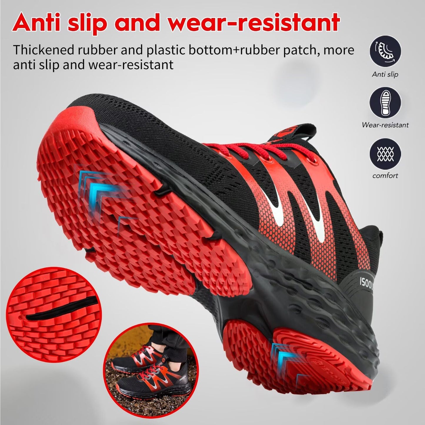 Zapatos de Seguridad para Hombre Mujer Ligero Zapatillas Trabajo Comodo Calzado de Seguridad con Punta de Acero Antideslizantes