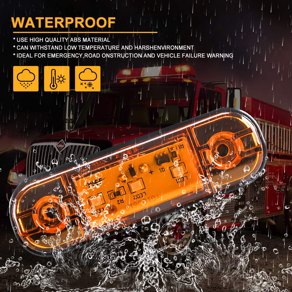 yifengshun 4 uds luz indicadora de marcador lateral LED luces de posición laterales traseras delanteras 12 V para camión Camper Van Camión RV luces de marcador（Ámbar）