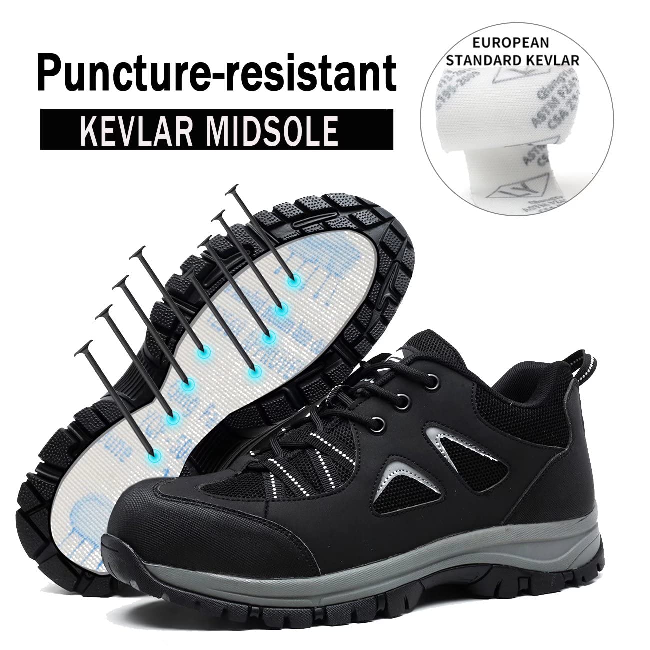 ISOOUS Zapatos de Seguridad Hombre Mujer Ligero Zapatos de Trabajo Punta de Acero Transpirable Calzado de Seguridad