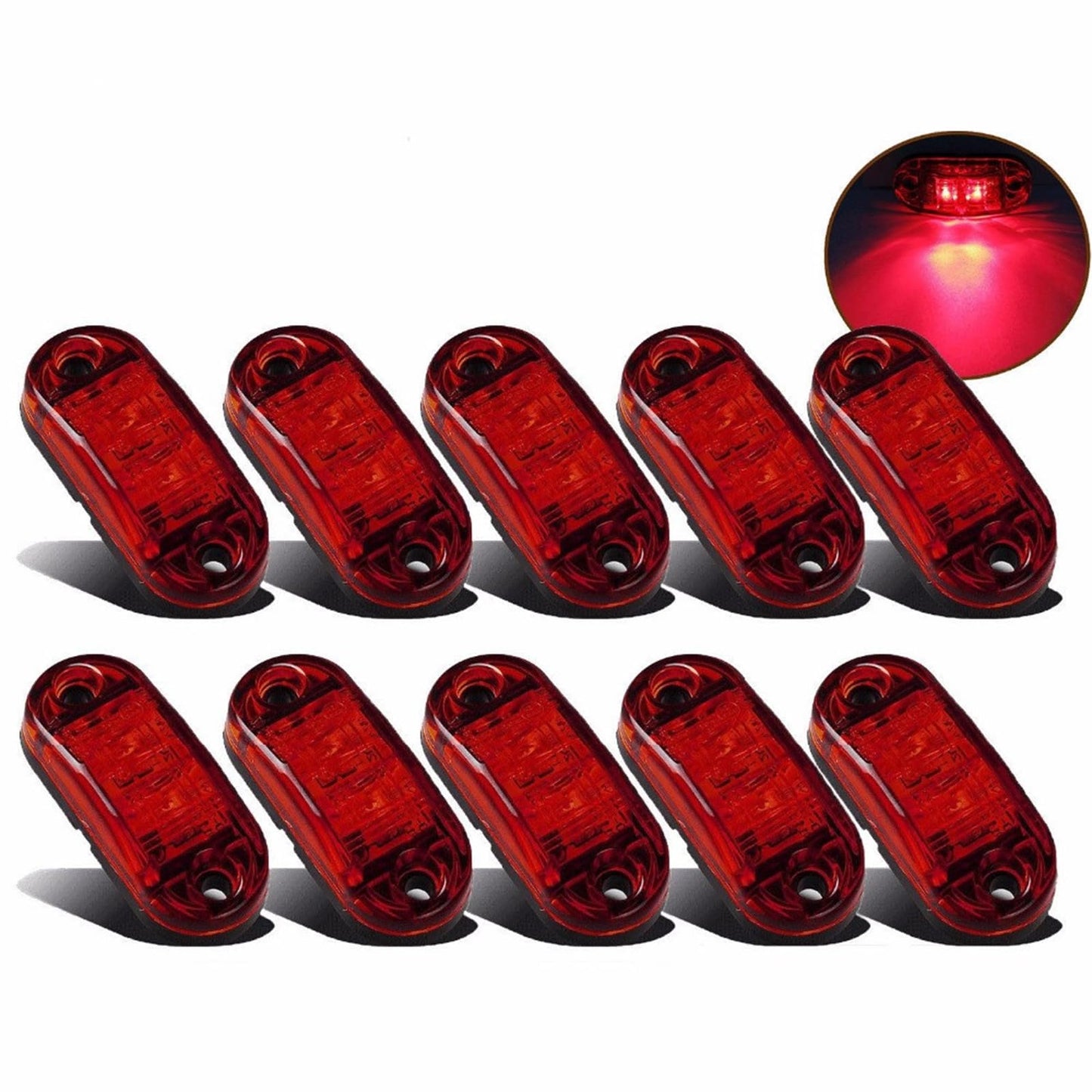 Krtopo 30X 2 Luces LED de Marcador Lateral 12 / 24V Trailer luz Lateral de Advertencia Luz Amarilla/Blanco/Rosa para Camión RV Caravan (Rosa+Amarilla+Blanco)