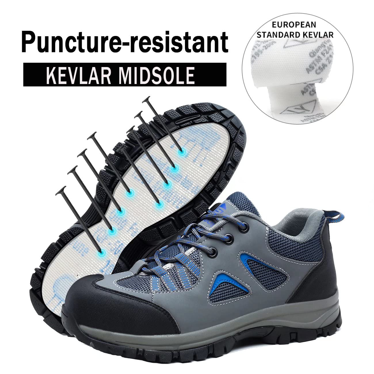 ISOOUS Zapatos de Seguridad Hombre Mujer Ligero Zapatos de Trabajo Punta de Acero Transpirable Calzado de Seguridad