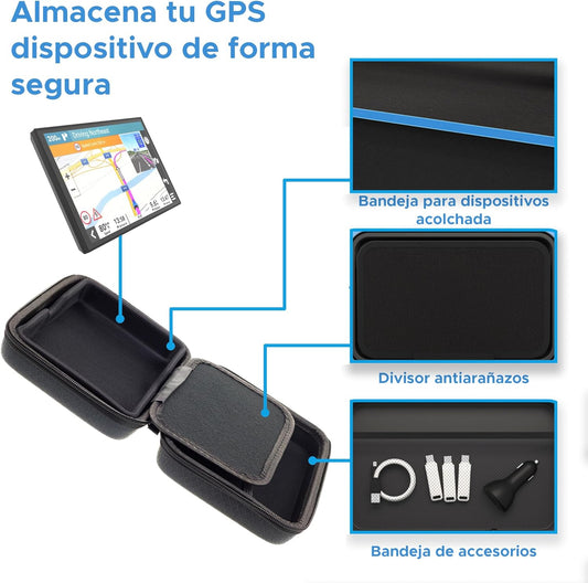 Digicharge Negro Funda Duro para Tomtom Go Classic 6'' Go Discover 6'' Essential 6 '' Go Camper Tour Go Premium Basic 6'' Go 6200 6250 Go 620 61 GO Camper Professional con Compartimentos Accesorios