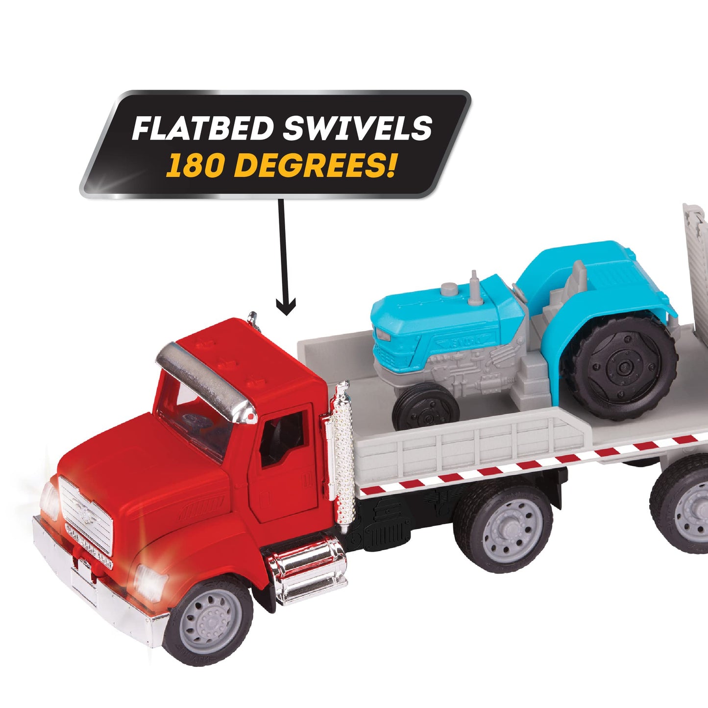 B. Driven by Battat Vehículo de Plataforma de Granja con Luces y Sonidos, Partes Móviles, Modelo Micro Flatbed Truck