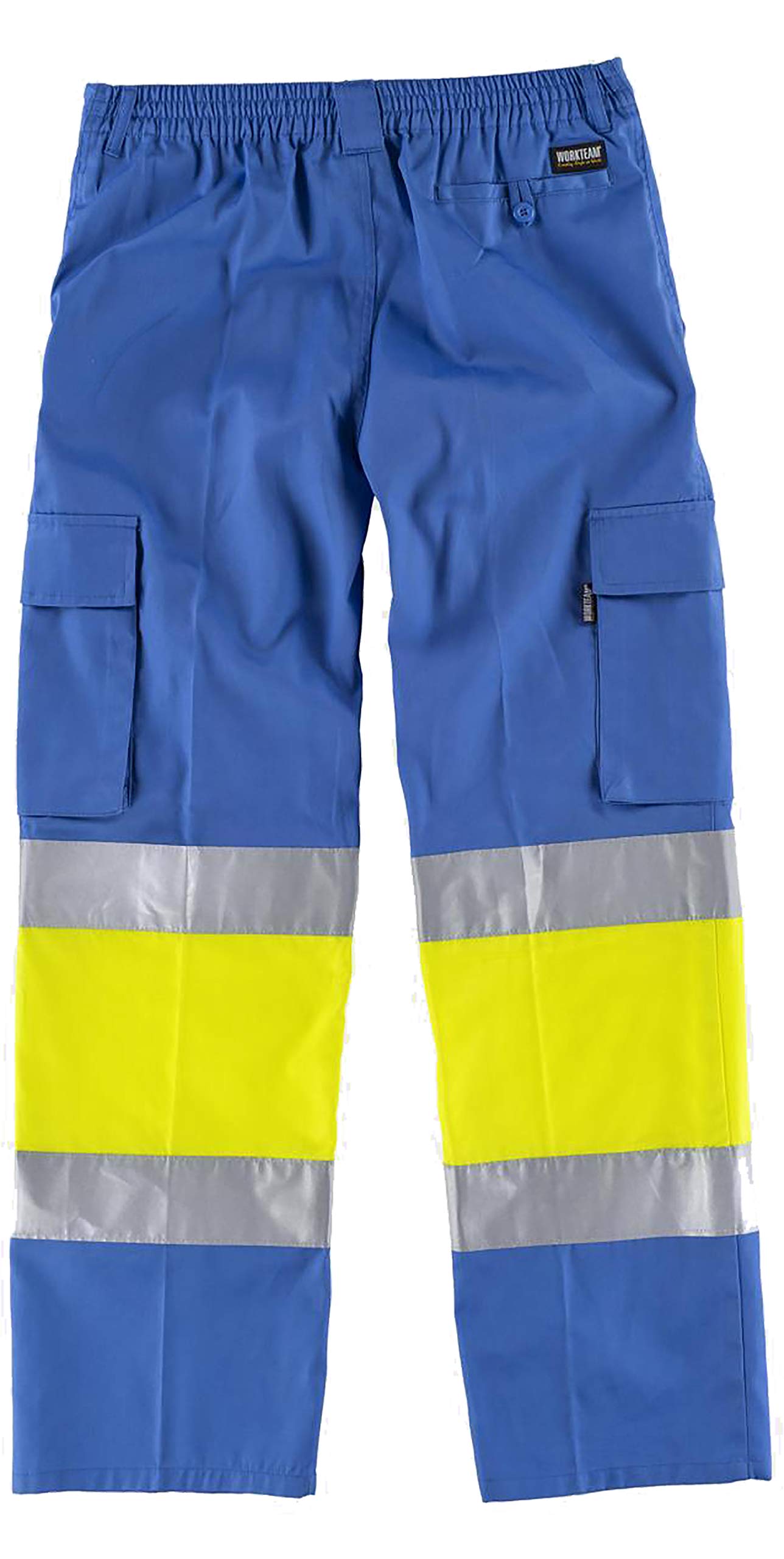 Teamwork WorkTeam Pantalón con 2 Cintas de Alta Visibilidad y Reflectante, Refuerzos y Multibolsillos. EN471. Unisex