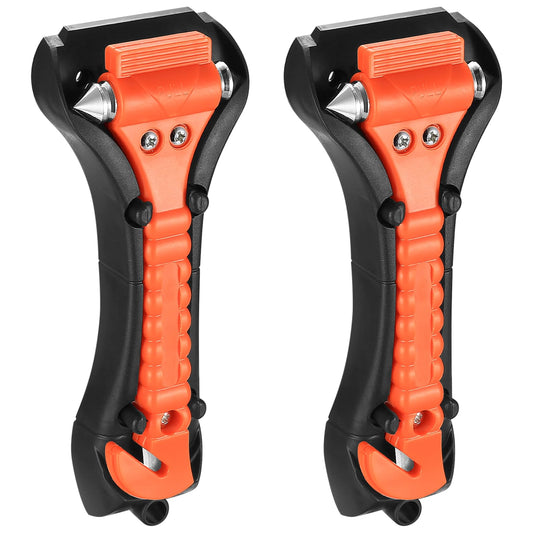 But Oswetf 2 Piezas Martillo de Emergencia para Coche, Incluye Cortacinturones de Seguridad y Rompeventanas, Ideal para Automóviles, Autobuses y Camiones, Accesorios de Coche (Rojo)