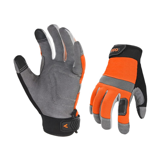 Vgo... Guante de Trabajo Touchscreen Resistentes,Guantes Protección para Almacén Obra Portero Montaje Mecánicos, 1 Par