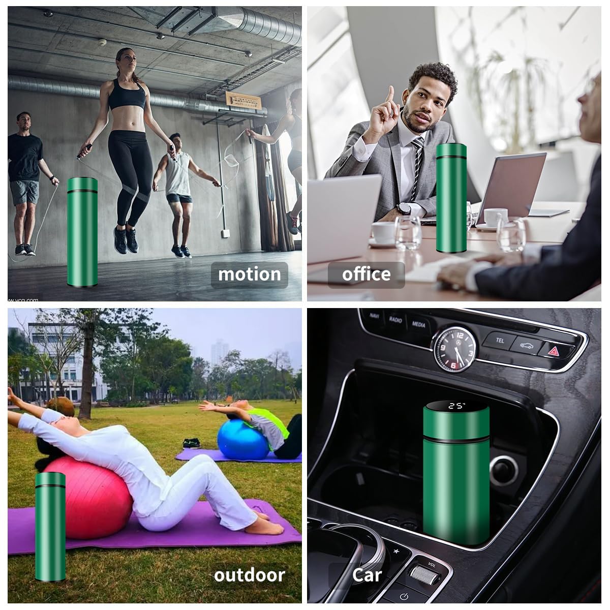 Botella de agua inteligente de acero inoxidable, termo, taza de viaje con pantalla táctil LCD inteligente, mantiene caliente o frío, portátil, para té, café, vacío, aislamiento al vacío en paredes