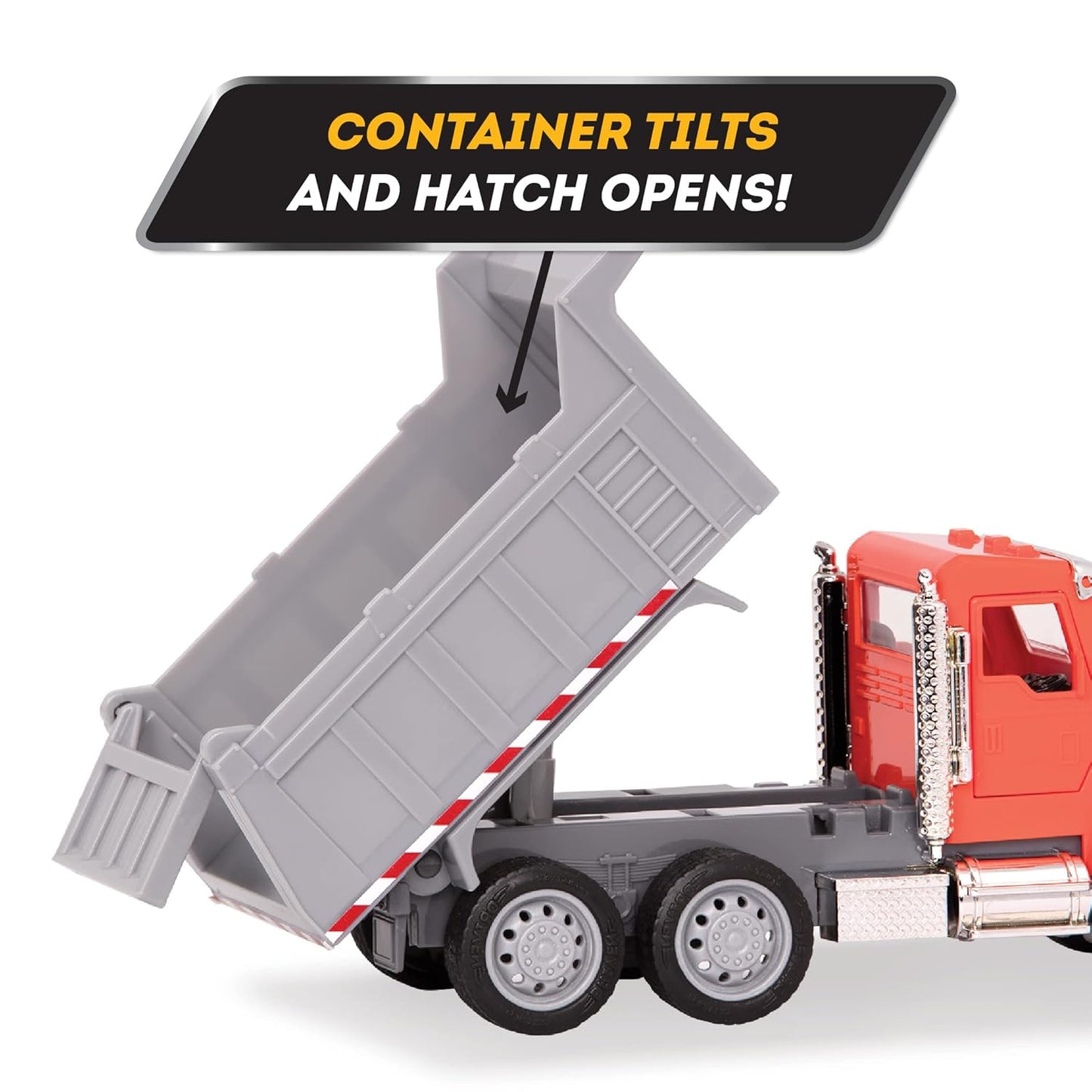 B. Driven by Battat – Camión volquete de Juguete para niños – Vehículo de construcción de Juguete – Luces y Sonidos – Piezas móviles – 3 años + – Micro Volqueta