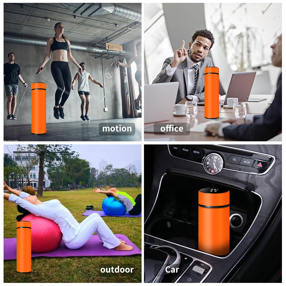 Botella de agua inteligente de acero inoxidable, termo, taza de viaje con pantalla táctil LCD inteligente, mantiene caliente o frío, portátil, para té, café, vacío, aislamiento al vacío en paredes