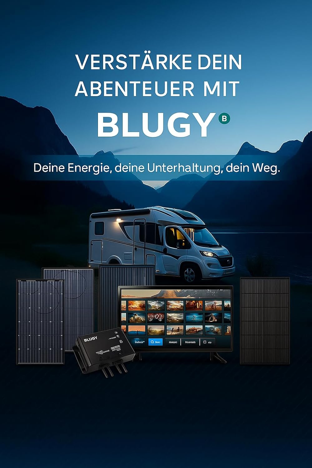 BLUGY Televisión Smart 21.5" LED HD 12V 1920x1080 Píxeles, Travel TV Ideal para vehículos, caravanas, Camiones, Barco, Altavoz Integrado Disney+ Netflix Youtube [Clase de eficiencia energética A]