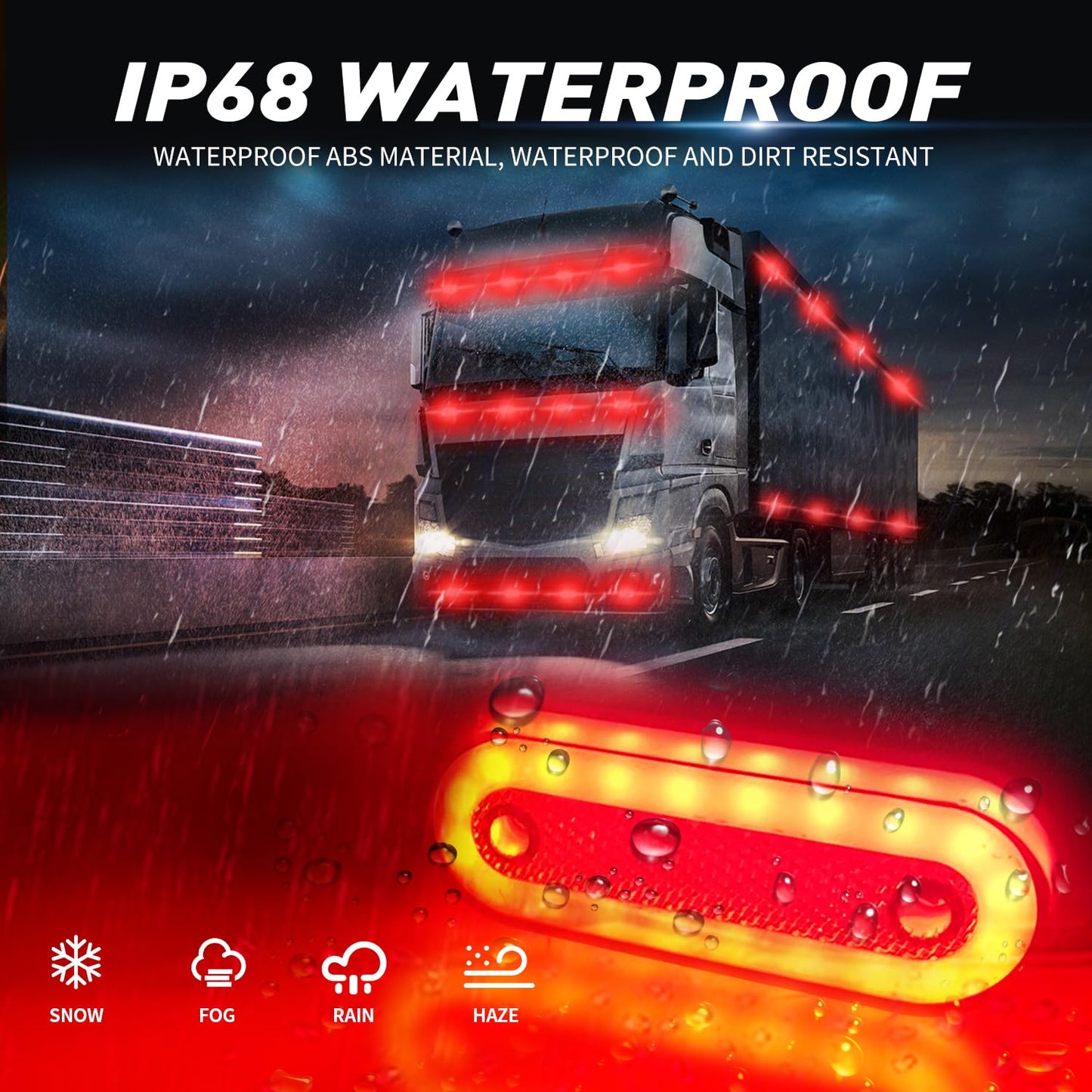 Teguangmei 10PCS LED Luces de Posición Lateral con Soporte 12-24V Posición Lateral 20 LED Luz de Advertencia Utilizada Para Luces de Marcador de Camión Remolque Caravana (Ámbar)