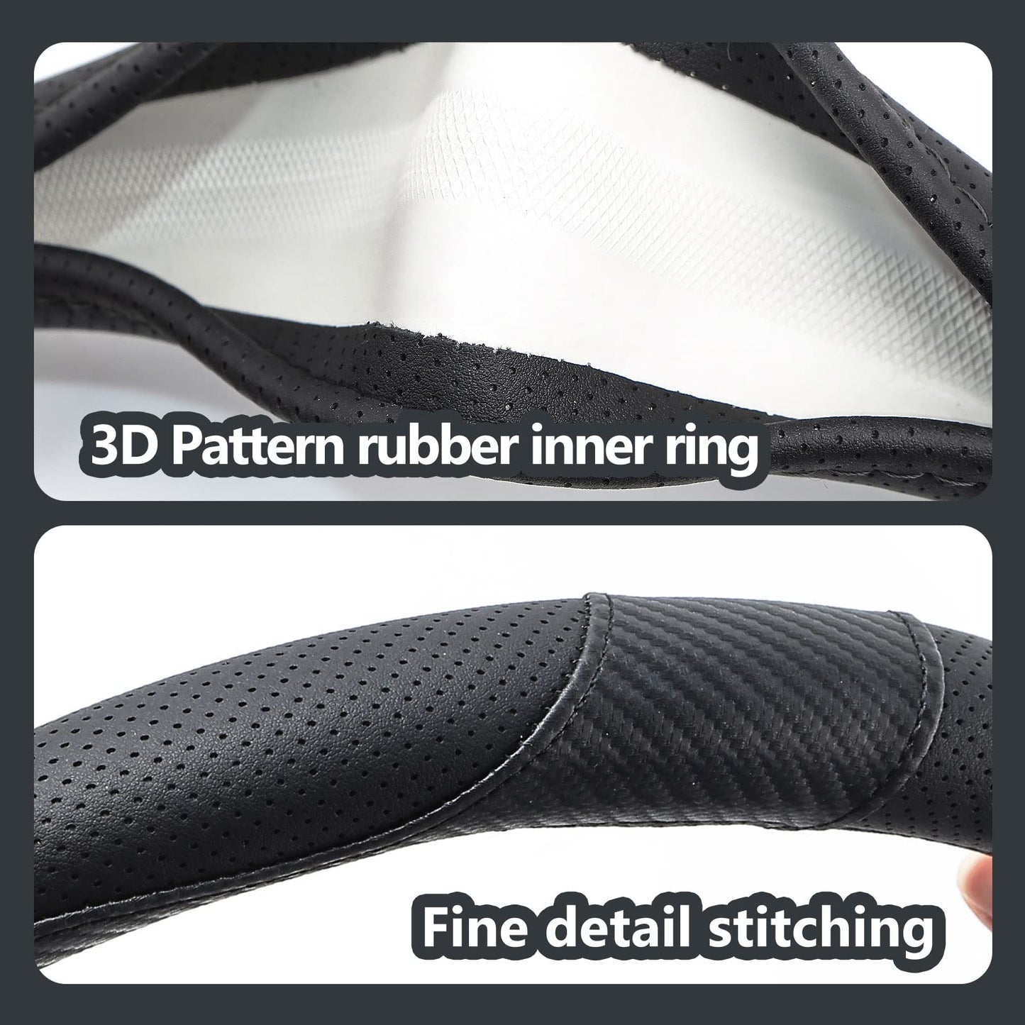 ZATOOTO Funda Volante Coche para Camión, Protectores Volante Coche de Fibra de Carbono Antideslizantes, Deportivos y Transpirables, 44-46cm / 17.3-18.1in, Negro