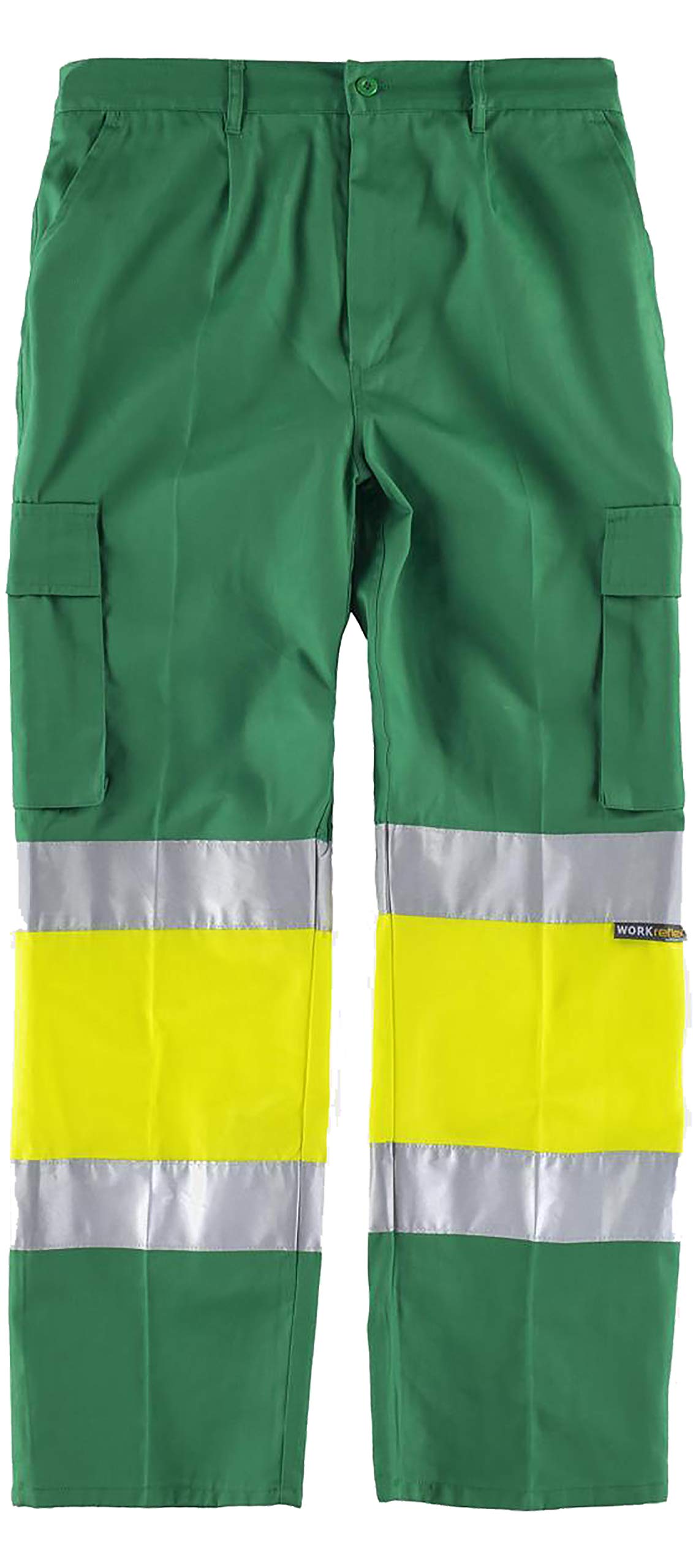 Teamwork WorkTeam Pantalón con 2 Cintas de Alta Visibilidad y Reflectante, Refuerzos y Multibolsillos. EN471. Unisex