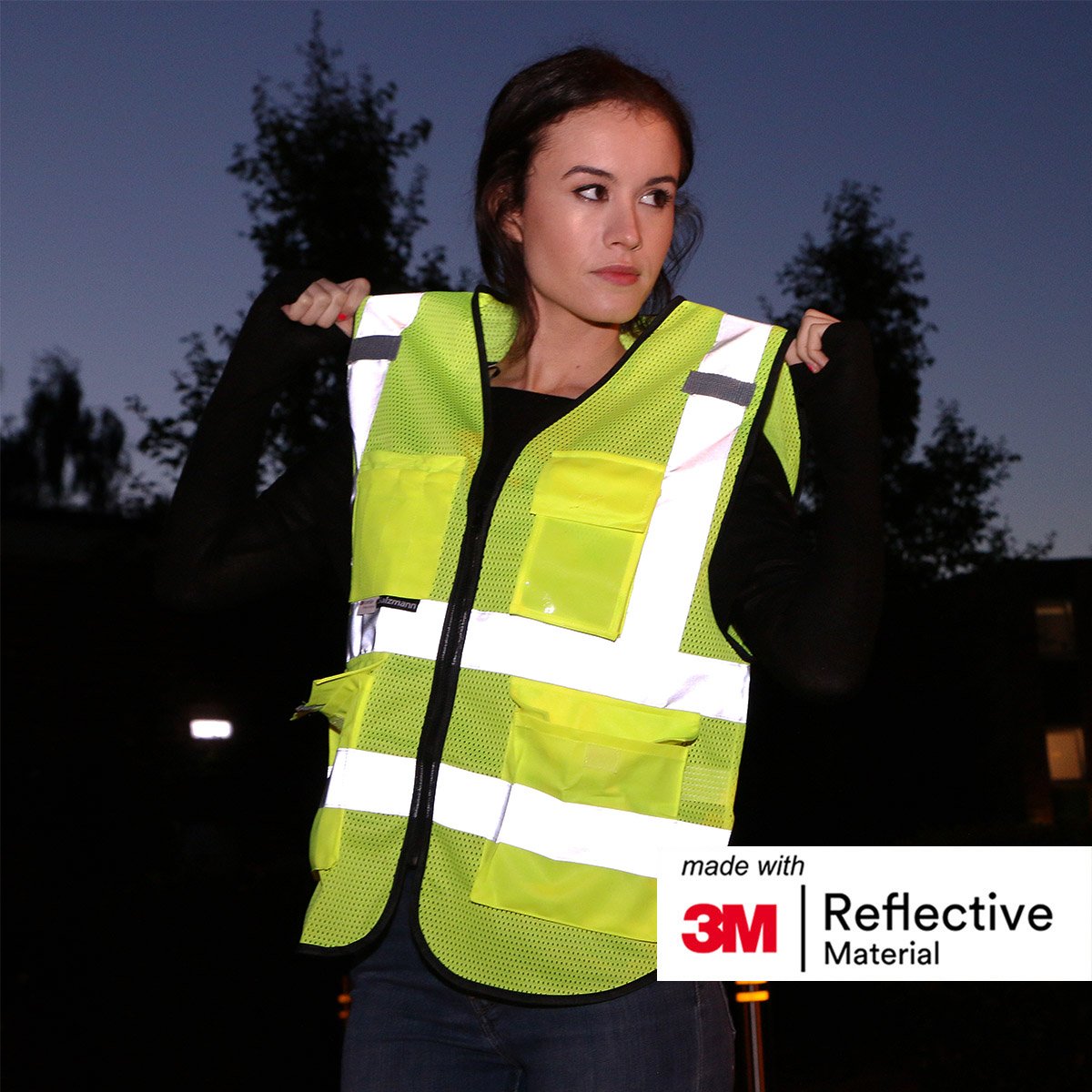 Salzmann Chaleco de Seguridad - Chaleco de Trabajo Multibolsillos - Hecho con cinta reflectante 3M