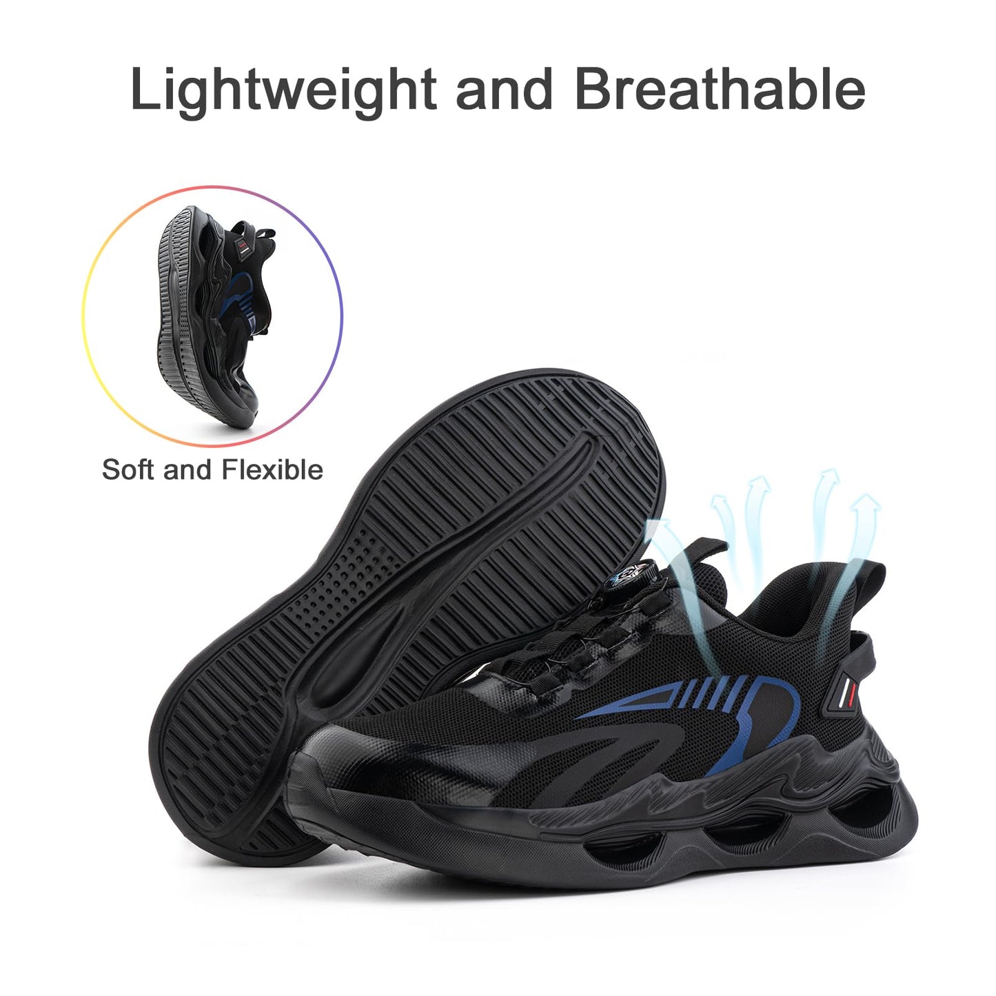 Loiston Zapatos de Seguridad para Hombre Zapatillas de Seguridad Calzado de Seguridad Mujer Puntera de Acero Zapatos de Trabajo Ligeras Deportivas para Hombre